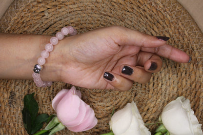 Rose Quartz Bracelet with free Selenite Tumble