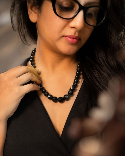 Natural Black Tourmaline Crystal Necklace for Women