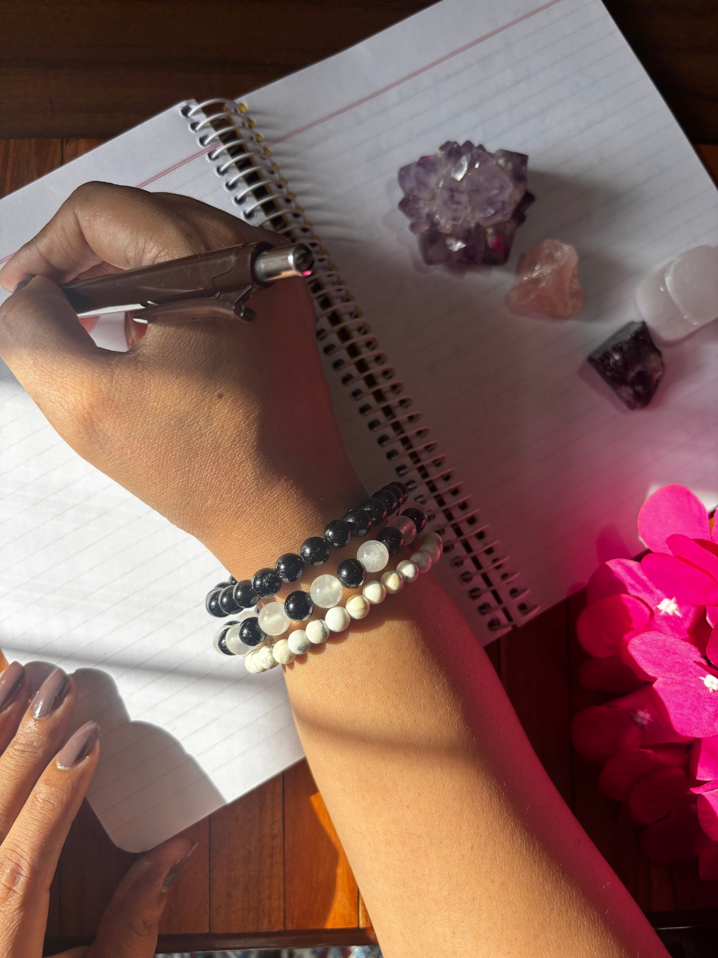 Zenora Bracelet Stack with Free Selenite Tumble