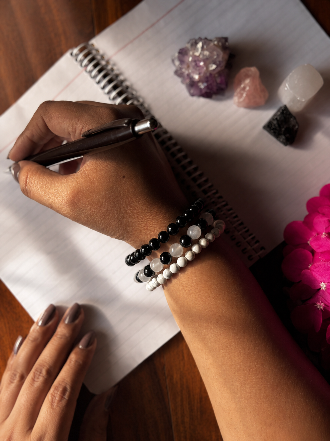 Zenora Bracelet Stack with Free Selenite Tumble