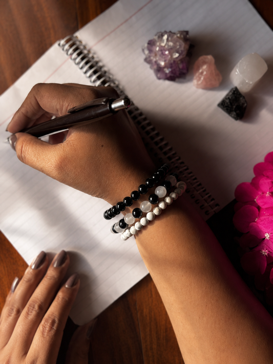 Zenora Bracelet Stack with Free Selenite Tumble