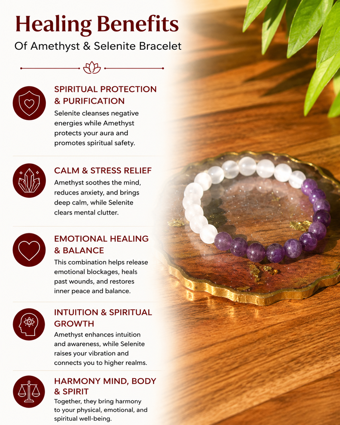 Selenite + Amethyst - Serenity Bracelet