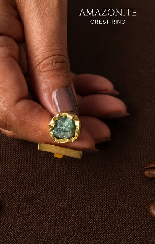 Amazonite Crest Ring- Golden Collection