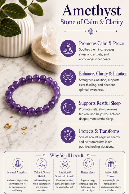 Amethyst Bracelet with free Selenite Tumble