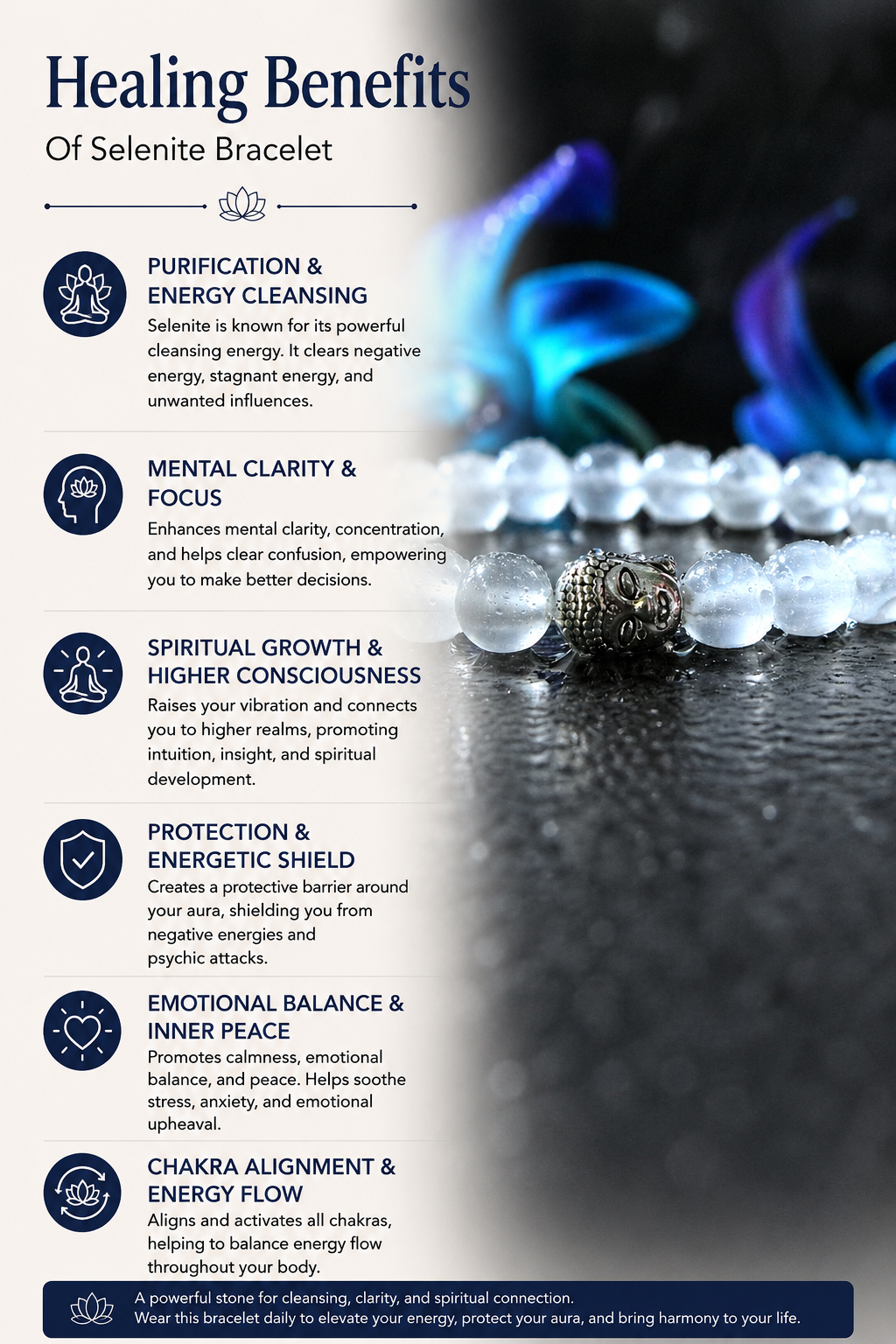 Selenite Bracelet with free Selenite tumble