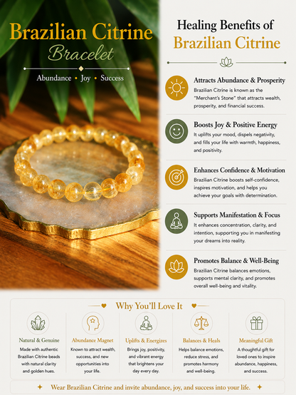 AAA Brazilian Citrine Bracelet with Free Selenite Tumble