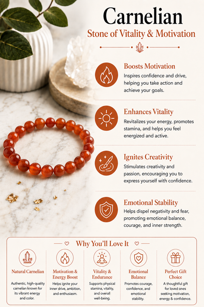 Carnelian Bracelet with Free Selenite Tumble
