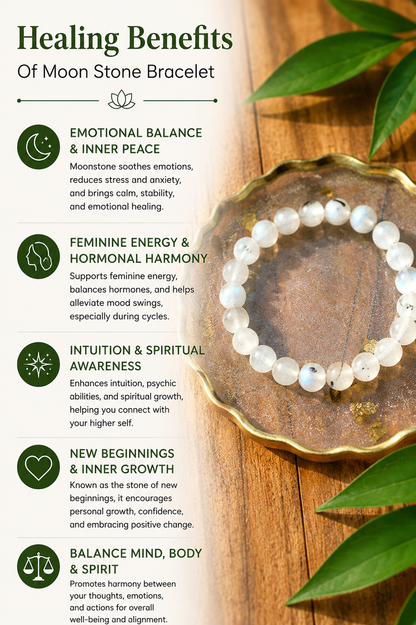 Moon Stone Bracelet with free Selenite Tumble