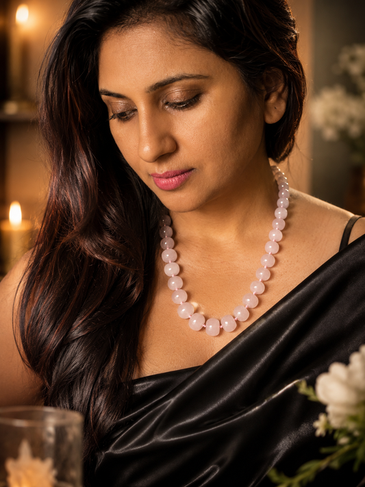 Natural Rose Quartz Crystal Necklace for Women