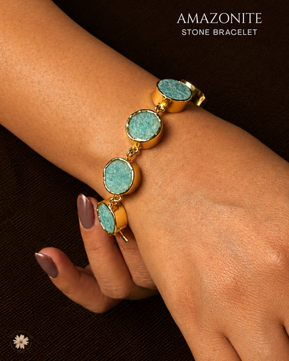Amazonite Stone Bracelet- Golden Collection