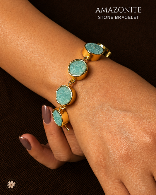Amazonite Stone Bracelet- Golden Collection