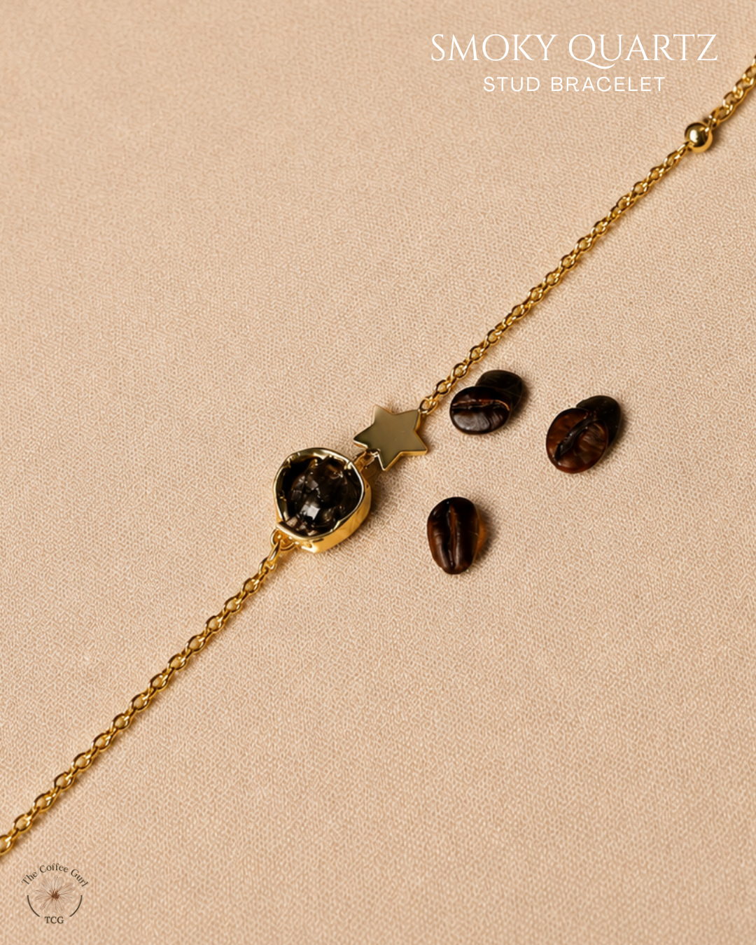 Smoky Quartz Stud Bracelet- Golden Collection