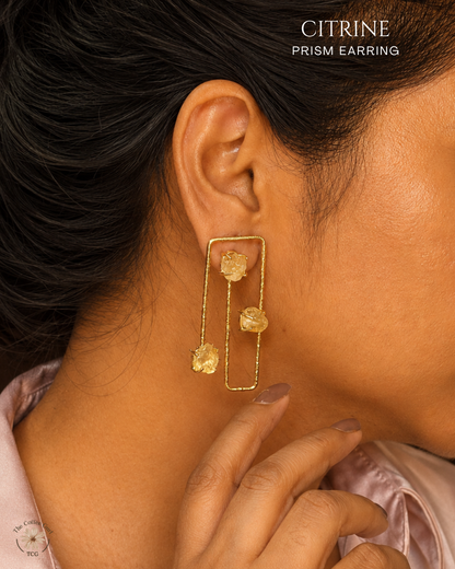 Citrine Prism Earrings- Golden Collection