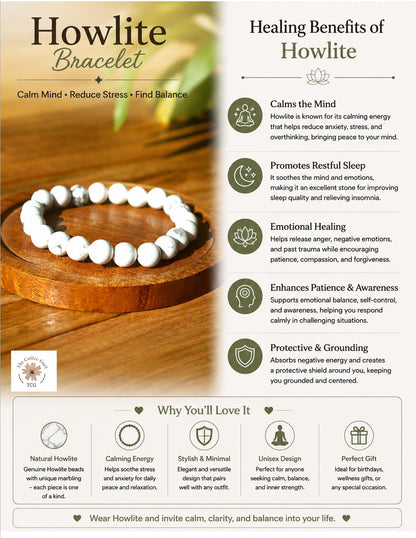 Howlite Bracelet with Free Selenite Tumble