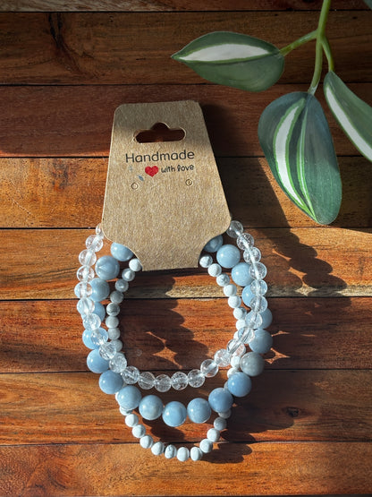 Lunara Bracelet Stack with Free Selenite Tumble