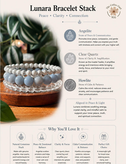 Lunara Bracelet Stack with Free Selenite Tumble