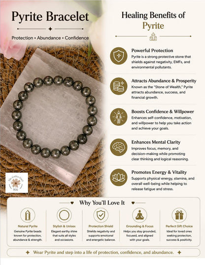 Raw Pyrite Bracelet with free Selenite Tumble