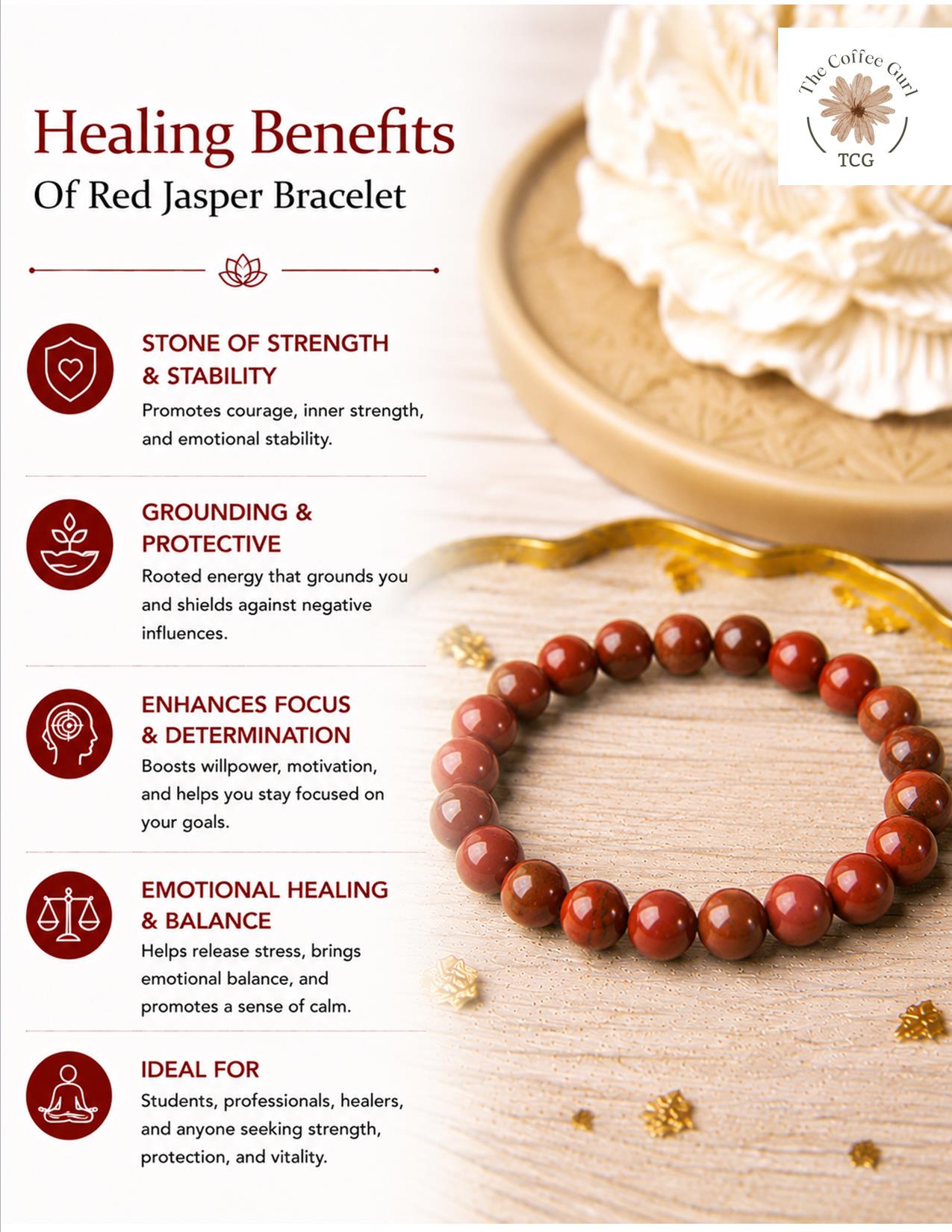 Red Jasper Bracelet with free Selentile Tumble